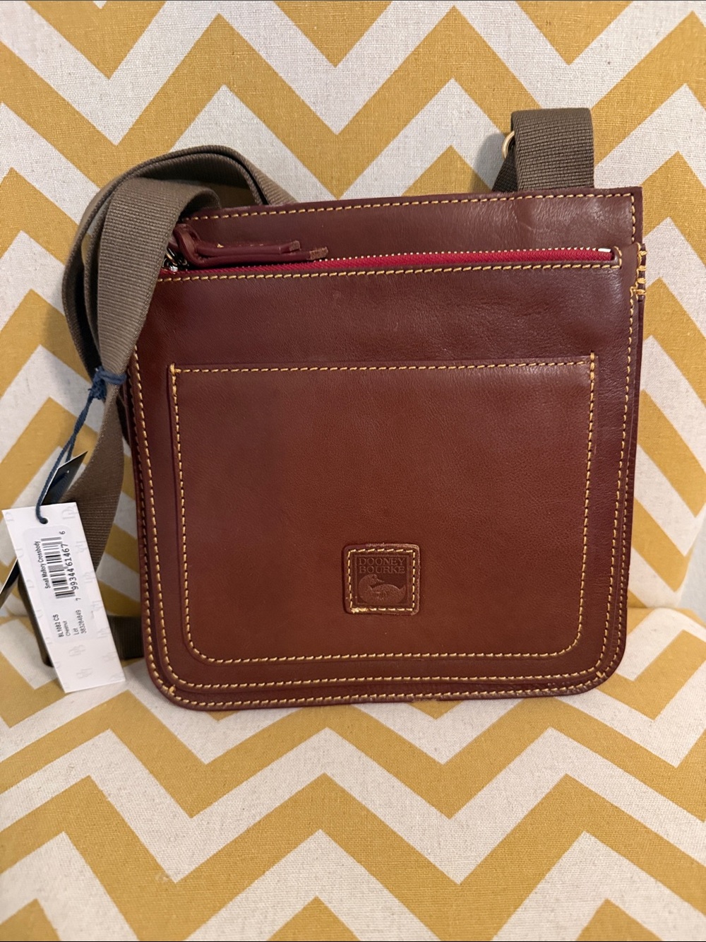 Dooney & Bourke Florentine Chestnut Leather Crossbody Bag.